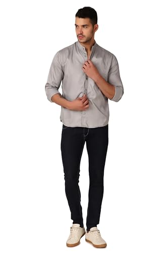 Image of Patrinus Pure Linen Mandarin Collar Full Sleeve Shirt
