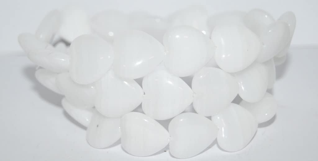 150 pcs Heart Pressed Glass Beads, Black 29900 (23980 29900), Glass, Czech Republic, Size 10 mm (0.39 in)