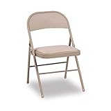 Alera Steel Folding Chair with Padded Seat, Tan, 4/Carton