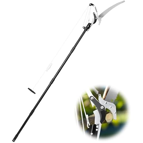 2 in 1 Manual Pole Saw, 13.5 ft Extendable Tree Pruner, Sharp Steel Blade and Scissors High Branches Trimming, Branch Trimmer with Lightweight Handles, for Pruning Palms Yard Garden Patios and Shrubs Cover