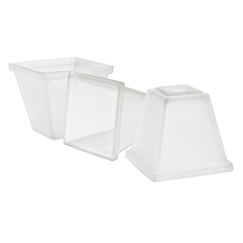 Image of Aspen Creative 23662-64-3,Frosted Square Tapered Glass Shade For Lighting Fixture /Vanity Light /Wall Light /Pendent,Size:5-3 /8 inchW x 5 inchH,Center Hole:1-5 /8 inch,Set of 3