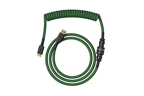 Image of GLORIOUS Coiled Keyboard Cable - Coiled USB C Cable Artisan Braided Cables for Mechanical Gaming Keyboard Coiled Cable - Custom Keyboard Cable (Forest Green)