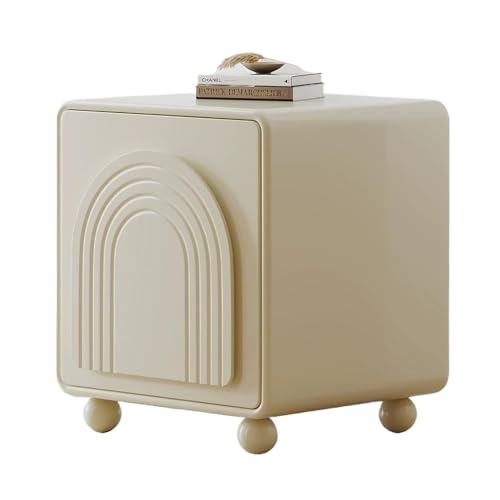 zxpddpIy Mesita de Noche Estilo Crema, Mesa Auxiliar con Gran Espacio de Almacenamiento, Mesa de Noche con Superficie de Pintura de Piano para Sala de Estar, Entrada