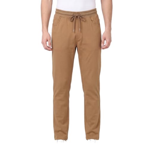 Image of Men's Regular Fit PC Denim-Look Track Pants| Lightweight & Breathable Cotton Fabric| Perfect for Casual Outings, Lounge & Night Wear (PC-Denim)