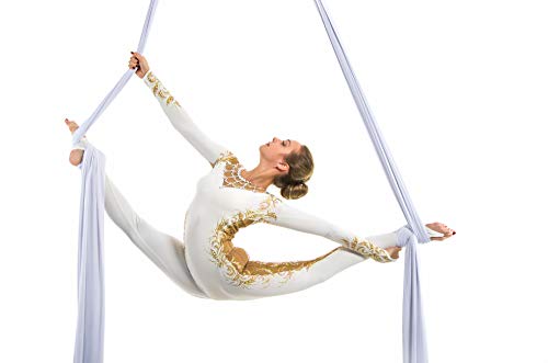 aum active Aerial Silks Starter Kit - Durable 9 Yards of Low-Stretch Aerial Yoga Hammock with Hardware & Guide - Aerial Swing for Acrobatic Flying Yoga & All Levels (Aerial Rigging Point Up to 13ft)