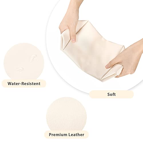 Gfu Makeup Bag, Travel Cosmetic Bag For Women, Large Capacity Travel Toiletry Bag Waterproof Pu Leather, Multifunctional Cosmetic Pouch For Girls, Women And Moms Gifts, Beige White #TOP3