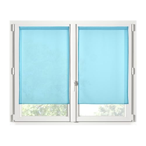 STOF - Paire de Brises-bise -Taille 60x120 cm - 100% Polyester - Couleur Céladon - Modèle Monna - Vitrage - Intimité et Transparence - Uni