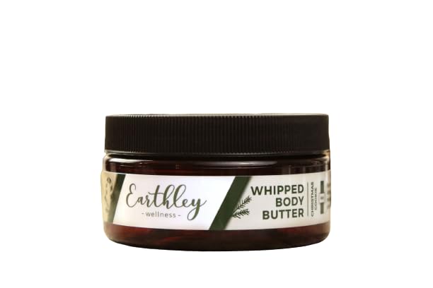 Earthley Wellness, Mantequilla corporal batida con galletas de Navidad, olores surtidos, hidratación de la piel, aceites ricos y cremosos a base de