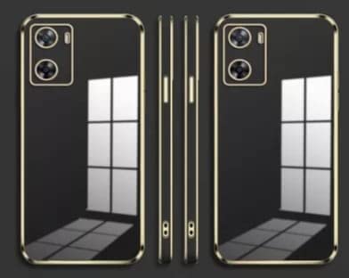 Image of Apurb Store for Oppo 10 Plating Square Gold Frame Phone Case Luxury Soft Silicone Back Cover (for Oppo A57 5G, Black)