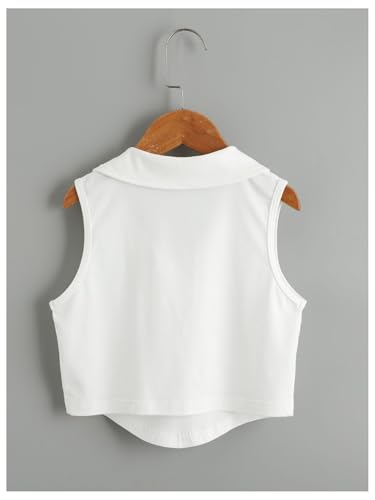 OYOANGLE Girl's Sleeveless Golf Shirts Collared Workout Crop Tank Top Athletic Tennis Tops2