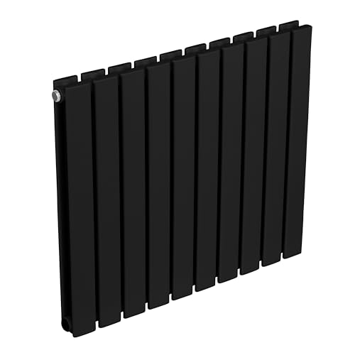 Baridi Horizontal Double Flat Panel Radiator 600 x 700mm 10 Fins Efficient Heat Output Central Heating Black DH345