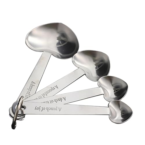 TOYZFRIENDY Cucchiai Misurini in Acciaio con Forma Cuore Utensili da Cucina Precisi per Misurare Sostanze in Polvere Cucchiai Dosatori per Cottura e Preparazioni Gourmet