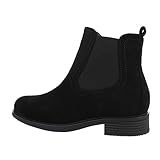  Ital Design Damenschuhe Stiefeletten Chelsea Boots, MR-9-, Kunstleder, Schwarz, Gr. 39