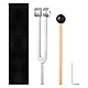 Stimmgabel 128 hz, Stimmgabel Therapie 128 hz Aluminium Stimmgabeln für die Frequenztherapie mit Samtbeutel, Silikonhammer und Reparaturwerkzeug(Silber)