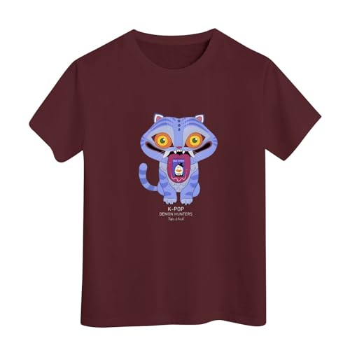 Girls Summer T Shirt Short Sleeve Round Neck 3D Anime Graphic Letter Print Tops Hip Hop Pop Singers Fans Blouses