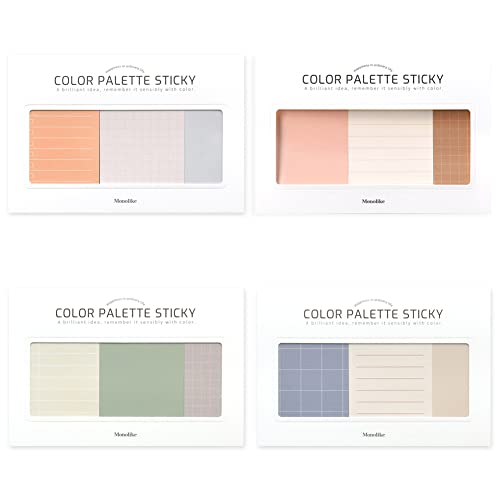 モノライク カラーパレットスティキ プラン Color palette Sticky Plan 30p B セット 4p - デザイン1個あたり30シート、粘着メモ