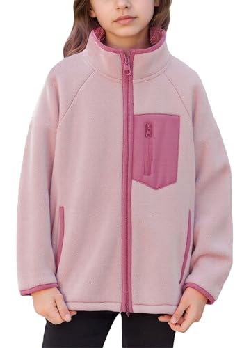 Happy Cherry Kid Toddler Fleece Winter Jackets Long Sleeve Zipper Color Block Warm Coat 5-13Y