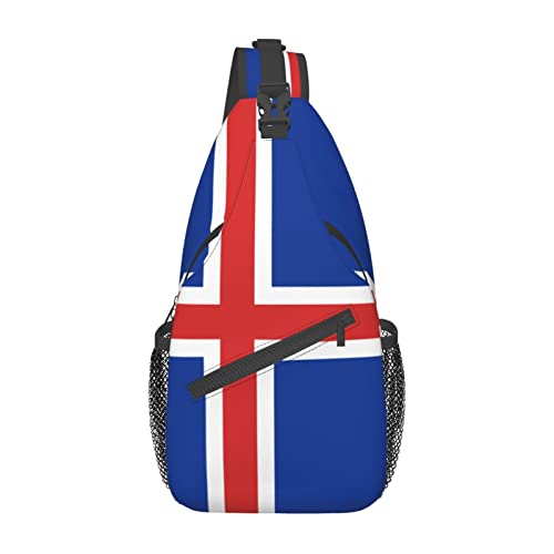 Mochila bandolera unisex con bandera de Islandia negra miniatura 2