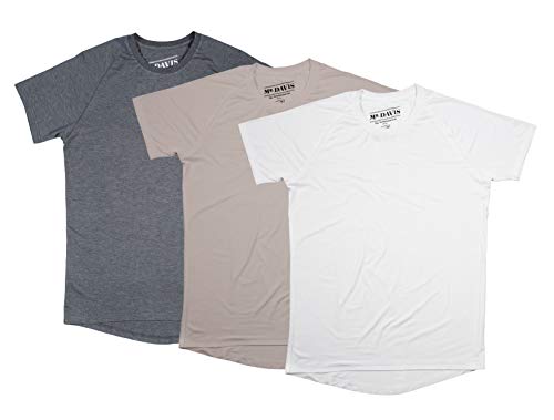 Mr. Davis Comfort Fit Premium Bamboo Viscose Traditional Cut Crew Neck Men's Undershirt Variety 3 Pack - Stylish Crew Neck Undershirt for a Size Large in Tone, White and Grey