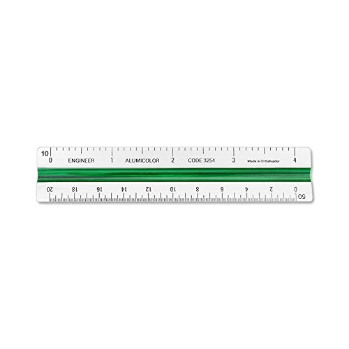 Image of Alumicolor Aluminum Engineer Color-Coded Solid Drafting Scale, 4IN, Silver