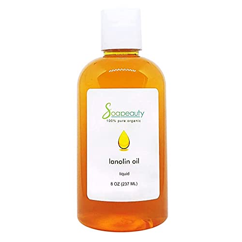 LANOLIN OIL Organic Cold Pressed Unrefined | 100% Natural Available in Bulk | Carrier for Essential Oils, Face, Skin, Hair Moisturizer, Soap Making | Sizes 4OZ to 7 LBS | (8 OZ)