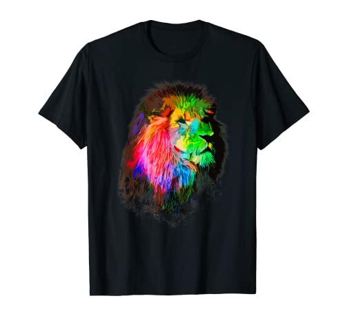 Geometric Fractal Colorful Lion Design T-Shirt 1 Geometric Fractal Colorful Lion Design T-Shirt