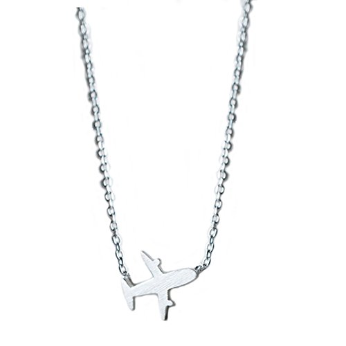 Helen de Lete Original Frosted Little Airplane 925 Sterling Silver Collar Necklace