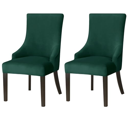 Xmntg XMNTG-1016 Set Of 2 Stretch Velvet Green Wingback Chair Cover Slipcover Accent Chair Covers Arm Chair Protector cover