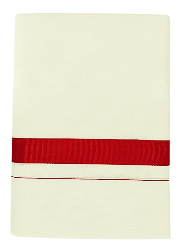 Image of Mens Thick Border 100% Cotton Cream Dhoti 4.0 Meters Double Mundu /Vesti
