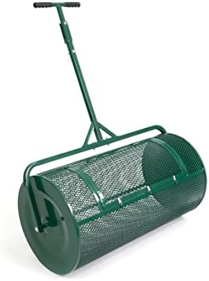 Landzie Lawn & Garden Spreaders - 36 Inch Heavy Duty Metal Mesh Basket Push/Tow Spreader - Compost, Peat Moss, Top Soil, Mulch - Durable Lightweight Multi-Purpose Yard Care Equipment - Manure Spreader