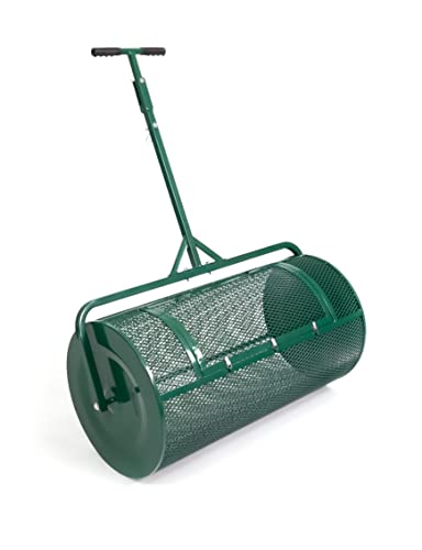 Landzie Lawn & Garden Spreaders - 36 Inch Heavy Duty Metal Mesh Basket Push/Tow Spreader - Compost, Peat Moss, Top Soil, Mulch - Durable Lightweight Multi-Purpose Yard Care Equipment - Manure Spreader #TOP28