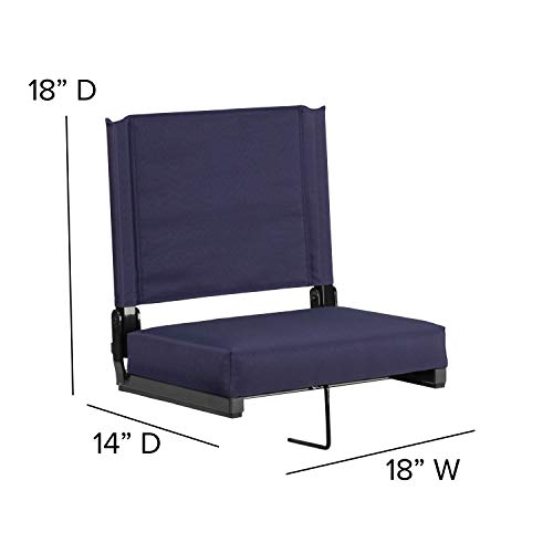 Flash Furniture Grandstand Comfort Seats By Flash - Navy Stadium Chair - 500 Lb. Rated Folding Chair - Carry Handle - Ultra-Padded Seat #TOP4