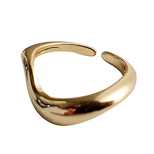 yibenwanligod Fashion Finger Ring Geometric Open Band Ring Adjustable Jewelry Gift for Women Girls Golden