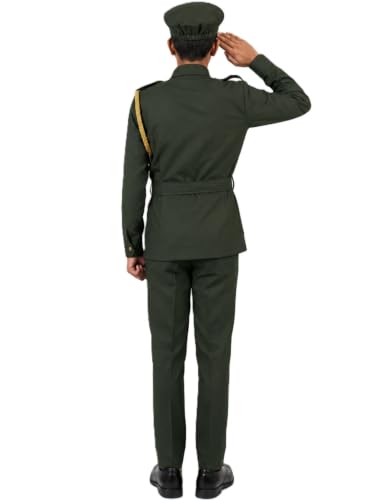 Image of BookMyCostume Premium Fabric Army Soldier with Whistle Professional Community Helper Kids Fancy Dress Costume 11-12 Years