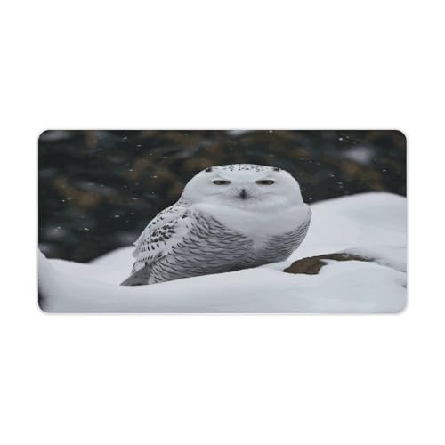 Tapete de escritorio Snow Owl grande de caucho antideslizante