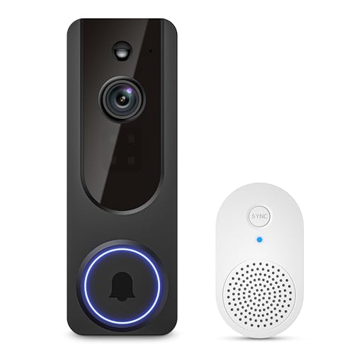 Hubposh Doorbell Camera Wireless with Indoor Receiver, Battery Powered, AI Human and Motion Detection, 2 Way Talk, 1080P Night Vision, Cloud Storage (Sold Separately)