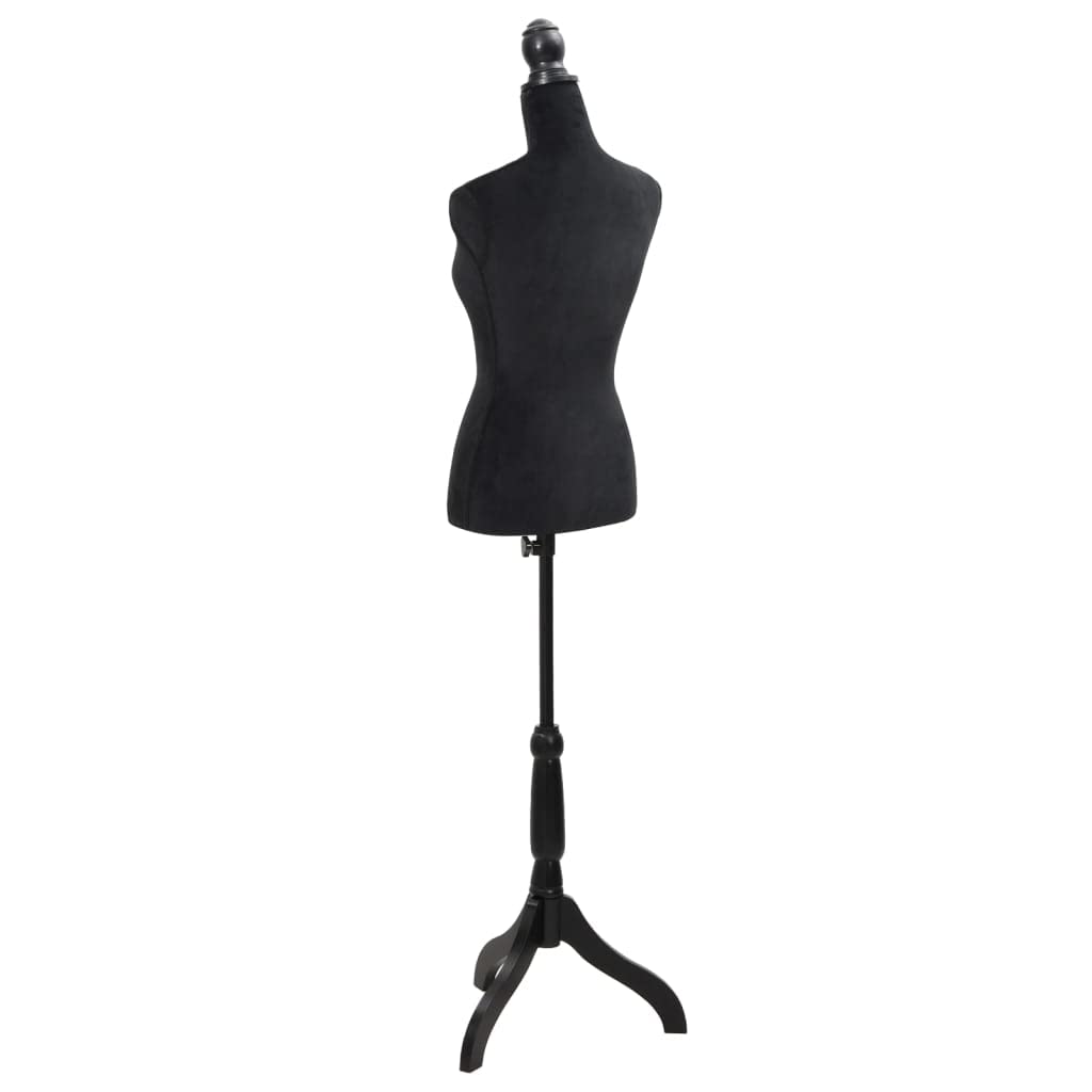 Samt Schneiderbüste, weibliche Schaufensterpuppe höhenverstellbar von 133 bis 168 cm, schwarzer Torso mit Stativ für Mode, Textil und Dekoration