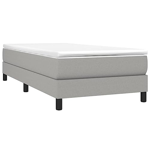 vidaXL Boxspringbettgestell, Polsterbett Bett für Schlafzimmer, Bettrahmen mit Lattenrost, Schlafzimmerbett Einzelbett, Hellgrau 80x200cm Stoff
