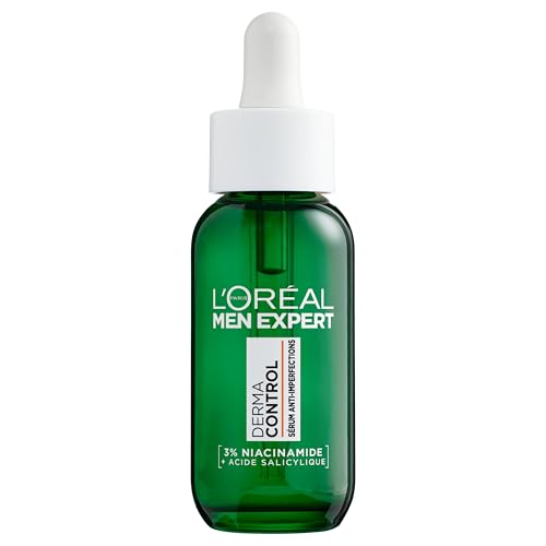 L'Oréal Men Expert Serum gegen Unreinheiten – entfernt Unreinheiten und Flecken nach Akne – angereichert mit Niacinamid und Salicylsäure – Derma Control – 30 ml