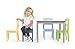 Humble Crew Kids Wooden Table and 4 Chairs Set, Grey/Blue/Green/Yellow - Kids Table and Chair Set for Toddlers and Children for Arts, Crafts, and Snack Time - Sturdy, Durable Toddler Activity Table