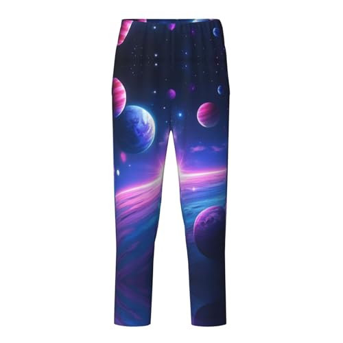 Pajama Pants Pajama Bottoms with Elastic Waistband Sleepwear Lounge PantsColorful Starry Sky Planet