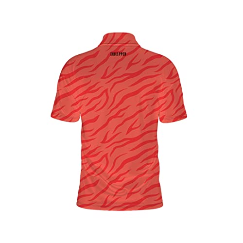 Image of Equipped Men's Printed Golf Premium Polo T-Shirt | Short Sleeve | Regurlar Fit Collared Golf Sunday Red Tennis Shirt Red