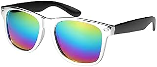 Komonee Chrome Drifter Sunglasses With Rainbow Lens Classic Style Retro Sun Shades Eye Glasses UV400 Protection Unisex For Men Women Golf Cycling Sports Fishing Travel