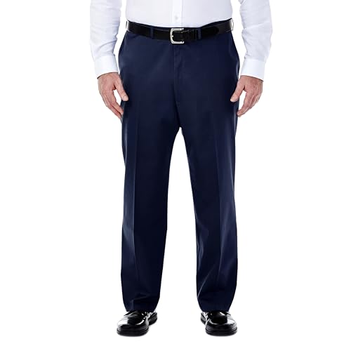 Image of Haggar Men's Big & Tall Premium No Iron Classic Fit Flat-Front Khaki
