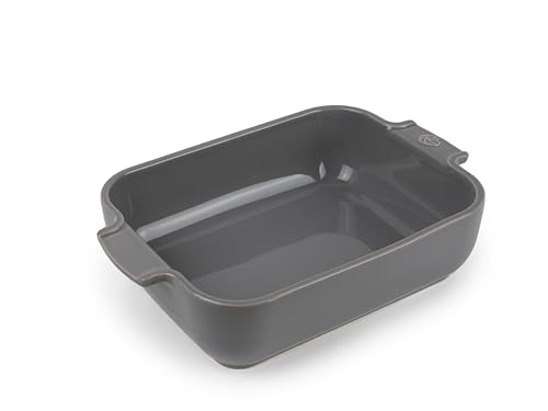 PEUGEOT - Rectangular Ceramic Baking Dish - 25 cm x 16.8 cm x 6.2 cm - Capacity: 1.4 L - 2-3 Servings - 10 Year Guarantee - Made In France - Light Grey Colour