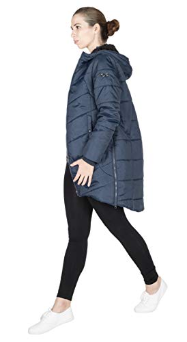 Maternity Cocoon Puffer Coat (Navy, Medium) #TOP3