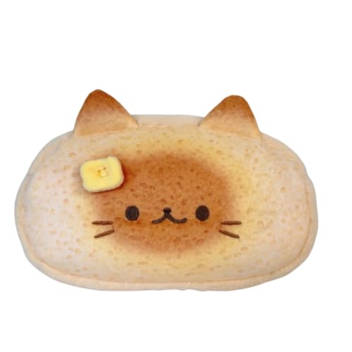 Super Cute Lovely Lucky Bread Toast Cat Pencil Case, Big Capacity Large Soft Plush Happy Kitty Fluffy Clothes Zipper Pencil Box Case, Makeup Bag Office Storage Holder Pouch Pen Bag -Siamese Cat