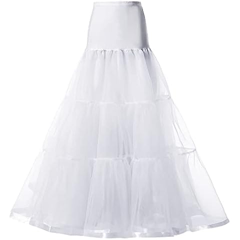 SOMOYA Women's 1950s Petticoat Lightweight Vintage Skirt Elastic High Waist A-Line Floor Length Ballet Underskirt White Medium Cover