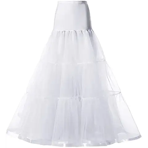 SOMOYA Women's 1950s Petticoat Lightweight Vintage Skirt Elastic High Waist A-Line Floor Length Ballet Underskirt White Medium Cover