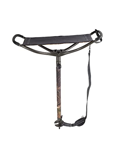Januel - Canne Siège Rhodon - Pieds Télescopique - Assise Toile - Pied Gainé - Hauteur 60 à 100cm - Loisirs Nature Outdoor Camping Chasse Pêche Bushcraft - Camouflage sous-Bois - avec Bretelle Cover